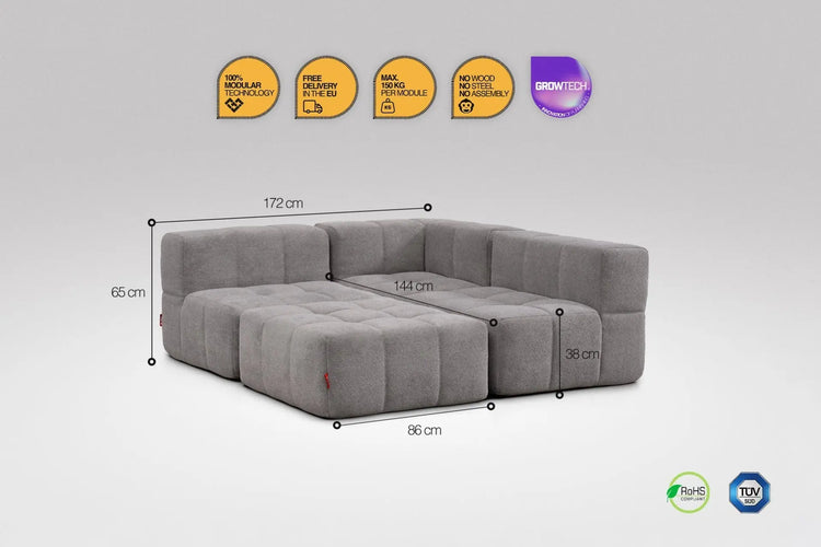 4 Teiliges Modulares Sofa – Grau Eeazi