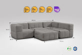 5 Teiliges Modulares Sofa – Grau Eeazi