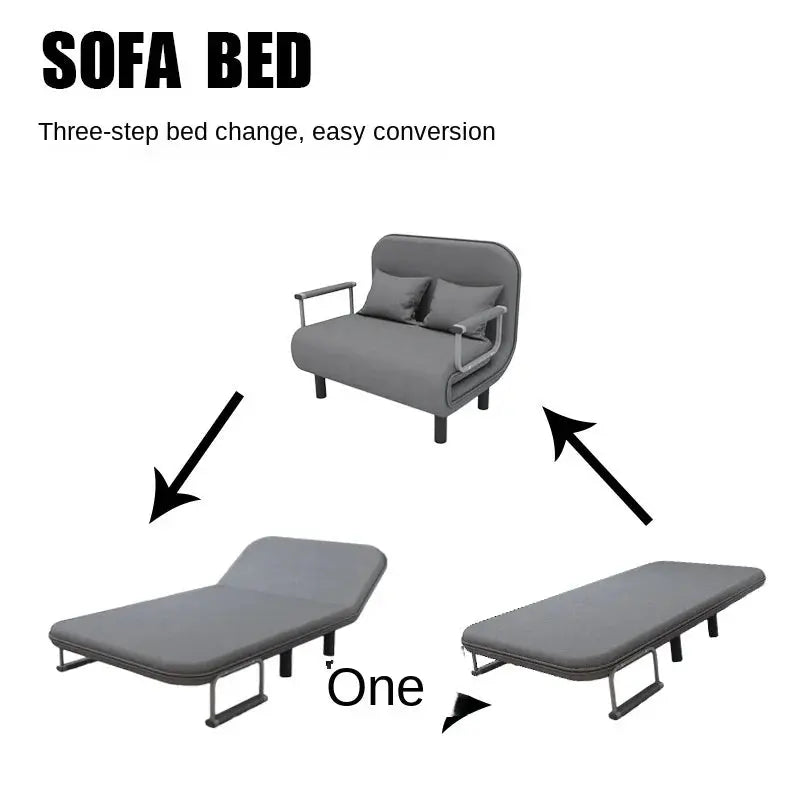 65CM Grey Simple Folding Sofa Bed - Easy Assembly & Durable Comfort OBA