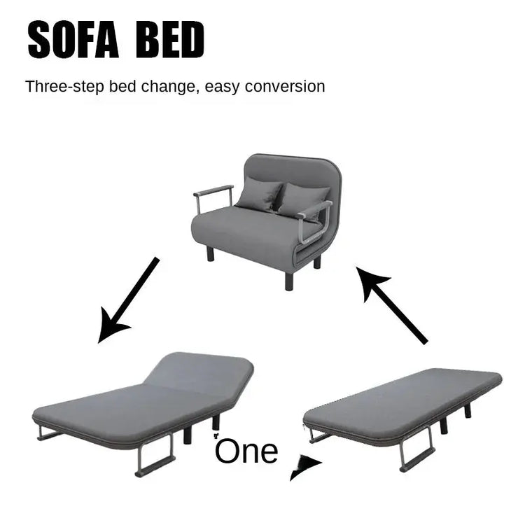 65CM Grey Simple Folding Sofa Bed - Easy Assembly & Durable Comfort OBA