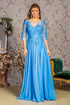Bead Embroidery Sheer Neckline V-back Chiffon A-line Long Dress Tux-USA